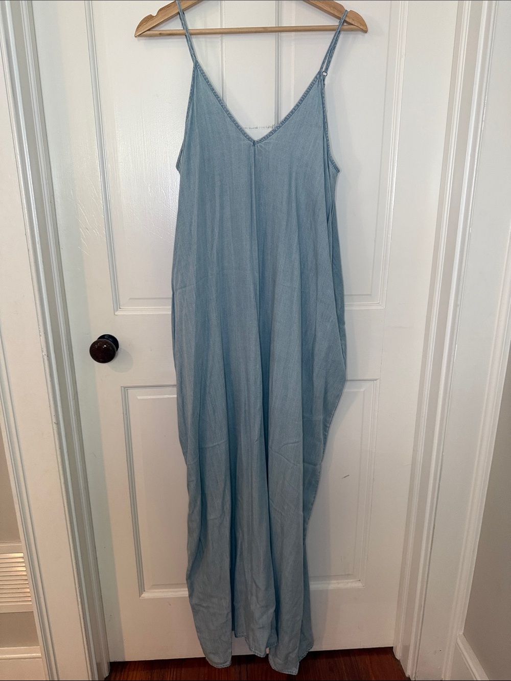 lovestitch Light Blue Slip Maxi Dress with Spaghetti Straps
